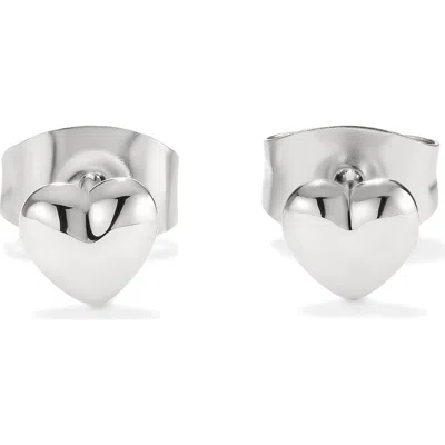D.louise Mini Heart Stud Earrings In Silver
