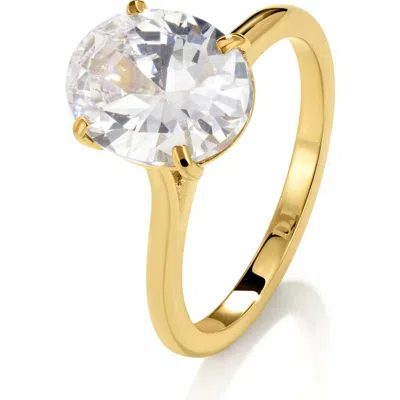 D.louise Oval Cubic Zirconia Solitaire Ring In Gold
