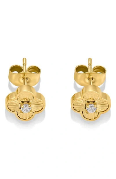 D.louise Pleated Clover Stud Earrings In Gold