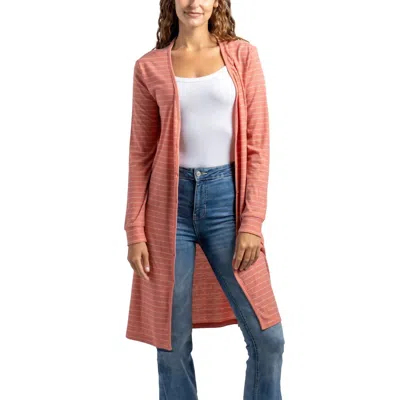 Dm Merchandising Coastal Stripes Cardigan In Coral In Multi