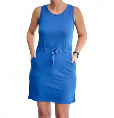 Dm Merchandising Napa Drawstring Mini Dress In Sky In Blue