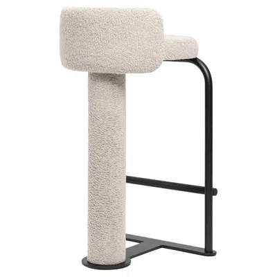 Pre-owned Dmitriy Kozinenko White Counter Stool Fox In Oreo Fabric For Contemporary Kitchens