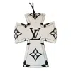 Dml Wholesale Mono Leather Cross Car Charm In White/leopard In Multi