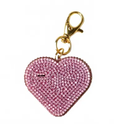 Dml Wholesale Rhinestone Heart Charm Safety Alarm Keychain In Pink In Purple
