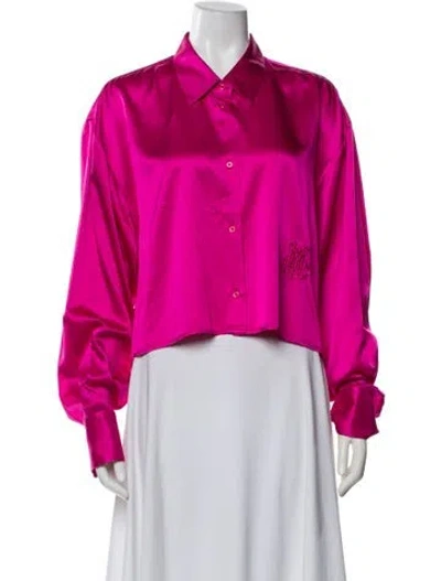 Pre-owned Dmn Long Sleeve Blouse In Pink