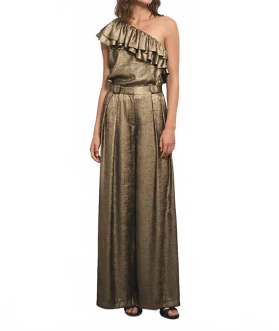 Dmn Palazzo Wide-leg Pants In Bronze In Gold