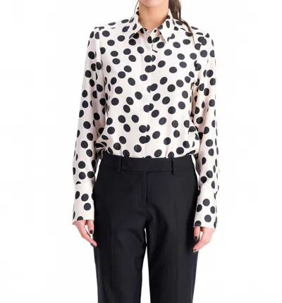 Dmn Regina Polka Dot Silk Blouse In Ivory/black In Multi
