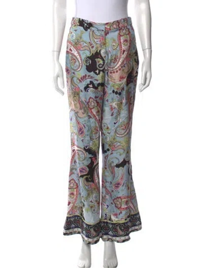 Pre-owned Dmn Silk Flared Pants In Blue