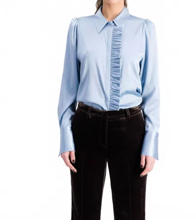 Dmn Silk Gathered Blouse In Blue