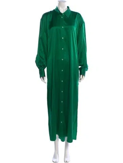 Pre-owned Dmn Silk Long Dress In Green