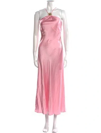 Pre-owned Dmn Silk Long Dress In Pink
