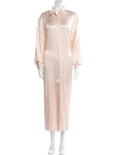 Pre-owned Dmn Silk Long Dress In Pink