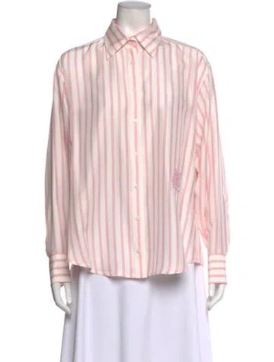 Pre-owned Dmn Silk Striped Top In Pink