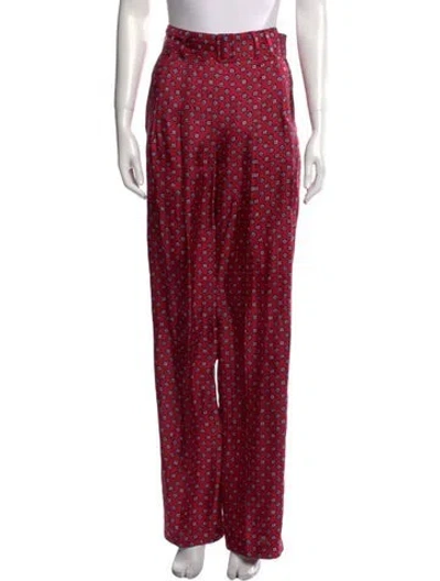 Pre-owned Dmn Silk Wide Leg Pants In Red