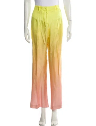 Pre-owned Dmn Silk Wide Leg Pants In Yellow