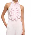 Dmn Sofia Satin Halter Neck Top In Pink In Pink
