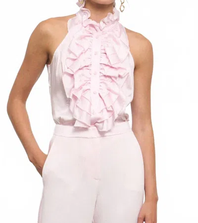 Dmn Sofia Satin Halter Neck Top In Pink