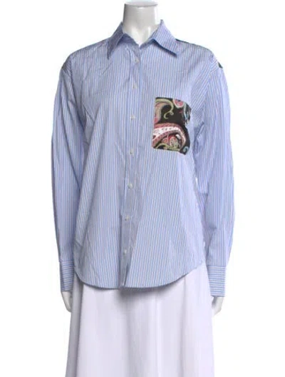 Pre-owned Dmn Striped Long Sleeve Button-up Top In Multi