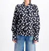 Dmn Tie Neck Polka Dot Blouse In Marine/ivory In Black