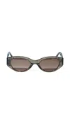 DMY BY DMY QUIN TRANSPARENT CAT-EYE GLASSES IN OLIVE GREEN