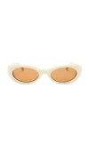 Dmy Studios Solid Color Valentina Sunglasses With Oval Frame In Ivory