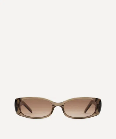 Dmy Studios Women's Billy Rectangle Transparent Olive Sunglasses