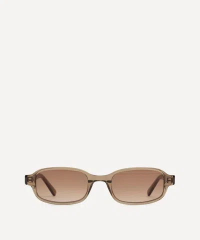 Dmy Studios Women's Margot Rectangle Transparent Olive Sunglasses