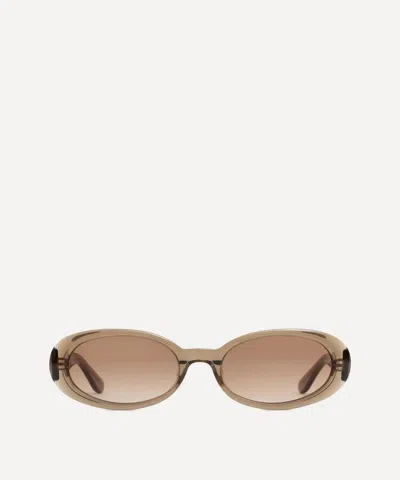 Dmy Studios Women's Valentina Oval Transparent Olive Sunglasses