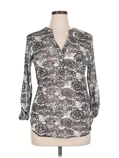 Pre-owned Dna Couture 3/4 Sleeve Blouse In Silver