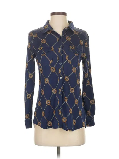 Pre-owned Dna Couture Long Sleeve Blouse In Blue