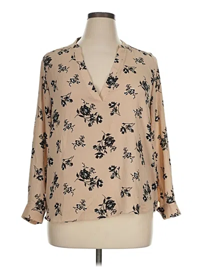 Pre-owned Dna Couture Long Sleeve Blouse In Tan