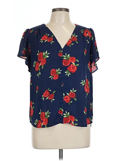 Pre-owned Dna Couture Short Sleeve Blouse In Blue