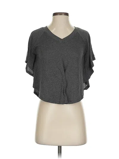 Pre-owned Dna Couture Short Sleeve Top Gray V Neck Tops