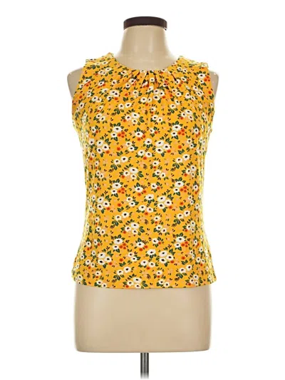 Pre-owned Dna Couture Tank Top Yellow Ruffles Neckline Tops