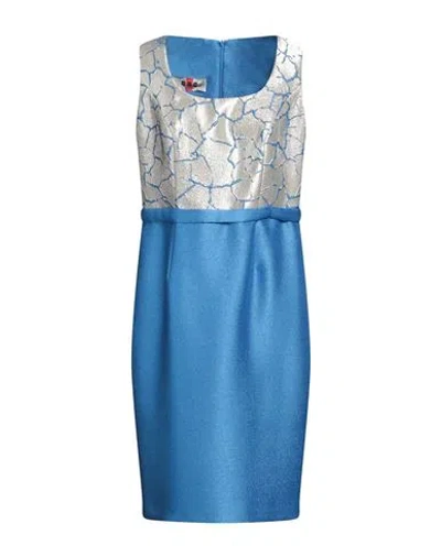 Dnc By Antonio D'errico Woman Midi Dress Azure Size 14 Polyester, Metallic Fiber In Blue