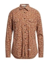Dnl Man Shirt Camel Size 16 Cotton In Beige