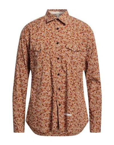 Dnl Man Shirt Camel Size 16 Cotton In Beige