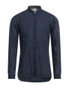 Dnl Man Shirt Midnight Blue Size 16 Cotton, Polyurethane, Polyamide In Blue