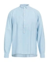 Dnl Man Shirt Sky Blue Size 17 Viscose, Polyester In Blue