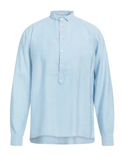 Dnl Man Shirt Sky Blue Size 17 Viscose, Polyester