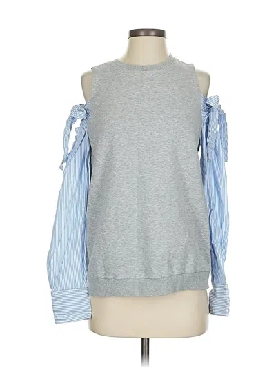 Pre-owned Do And Be Long Sleeve Top Gray Cold Shoulder Neckline Tops