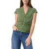 Do By Dee Ocleppo Anastasia Center Ruched Cotton Blend Top In Military Green