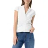 Do By Dee Ocleppo Anastasia Center Ruched Cotton Blend Top In Optic White