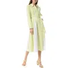 Do By Dee Ocleppo Ava Long Sleeve Stretch Cotton Shirtdress In Apple Green- Shirting Stripe