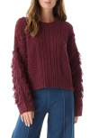 Do By Dee Ocleppo Cassia Fringe Cable Sweater In Burgundy