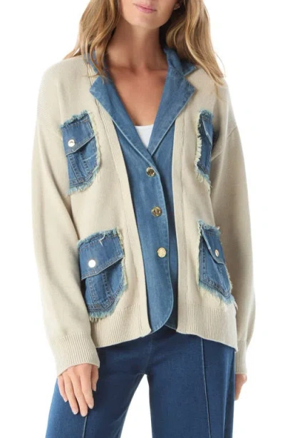 Do By Dee Ocleppo Clio Denim Detail Cotton Blend Sweater