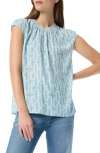 Do By Dee Ocleppo Emersyn Geo Print Rib Trim Top In Cloud Blue- Links