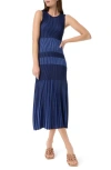 Do By Dee Ocleppo Harmony Colorblock Pleated Midi Sweater Dress In Baja Blue Combo