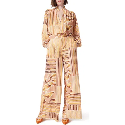 Do By Dee Ocleppo Mixed Print Long Sleeve Stretch Jersey Jumpsuit In Mango