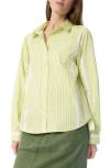 Do By Dee Ocleppo Noelle Stripe Cotton Button-up Shirt In Apple Green- Shirting Stripe